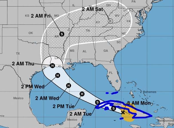 Tropical Storm Laura, Forecasted to Strengthen in the Gulf