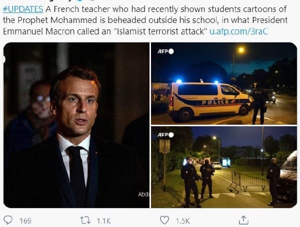 World News: 18-Year-Old Man Decapitates Teacher in Paris