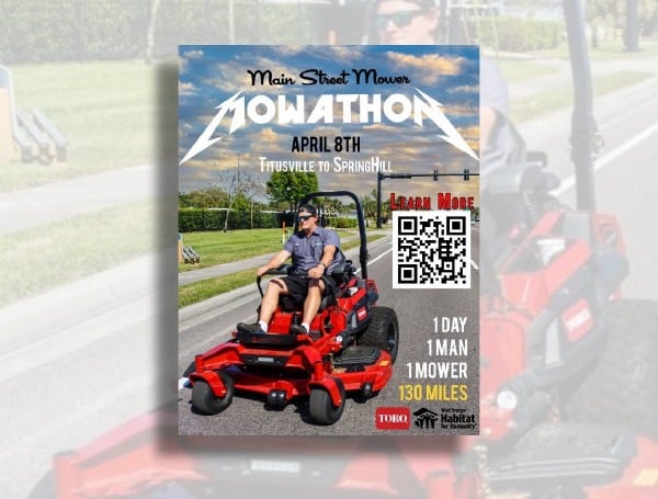 Florida Man To Drive Mower Across The State For Charity, Titusville To Spring Hill