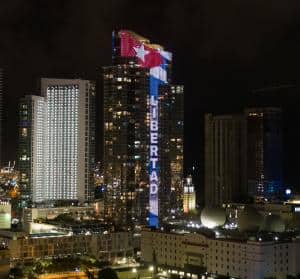 Cuban Liberty: Largest Electronic Cuban Flag, Signal of Solidarity Lights-Up Paramount Miami Worldcenter Tower