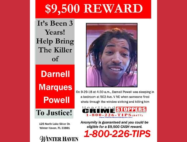 Reward Increased To $9,500 For Winter Haven 2018 Homicide Of Darnell Powell