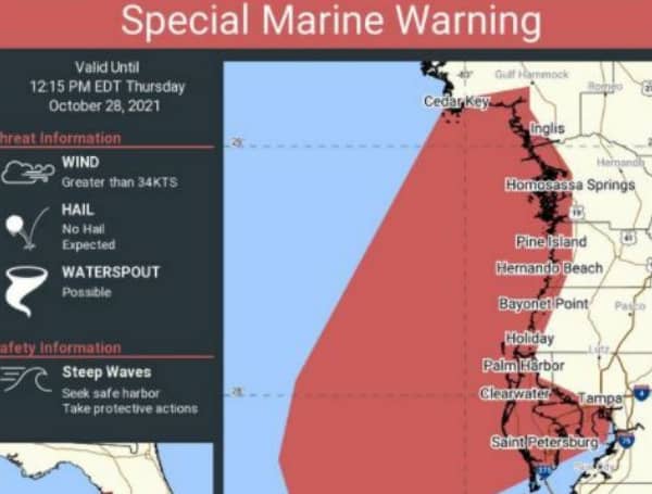 Tornado Watch For Tampa Bay Until 5 P.M., Special Marine Warning Issued