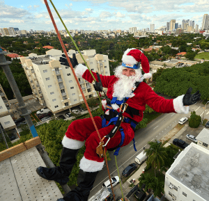Santa Claus Rappelled Down A 10-Story Building To Help Stop Youth Violence