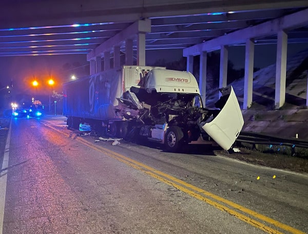 Pasco County Tractor Trailer Collision On Old Lakeland Hwy, Crews Clearing Water Bottles From Roadway