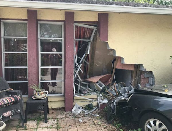 Elderly Woman Loses Control Of Kia, Crashes Into Clearwater House