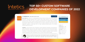 SoftwareWorld Names Intetics Among Top 50+ Custom Software Development Companies of 2022