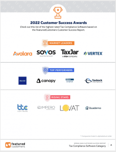 The Top Tax Compliance Software Vendors According to the FeaturedCustomers Spring 2022 Customer Success Report Rankings