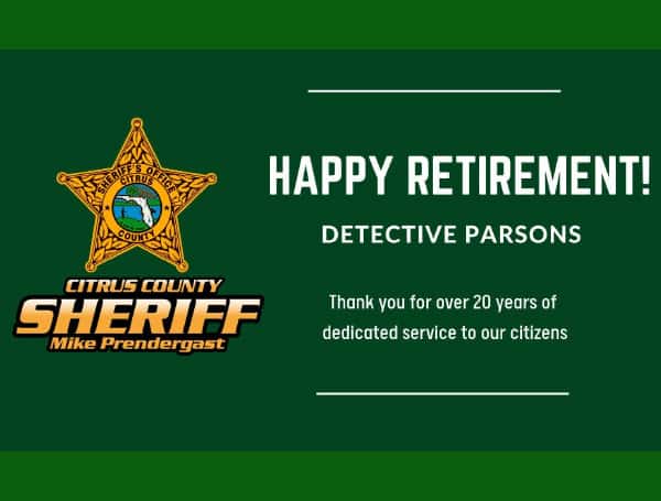 After 20 Years Of Service, Citrus County Detective Travis Parsons Retires