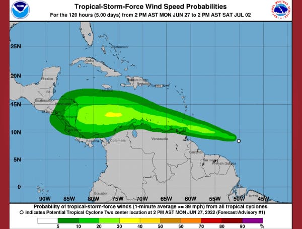 National Hurricane Center Issues Warning For Southern Windward Islands, Potential Tropical Cyclone Two