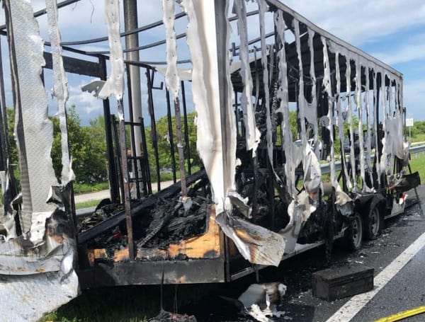 Blown Tire Causes Massive Trailer Fire On Causeway In Clearwater Monday