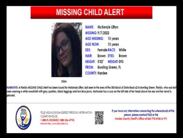 Florida Missing Child Alert Canceled For McKenzie Litton, Found Safe