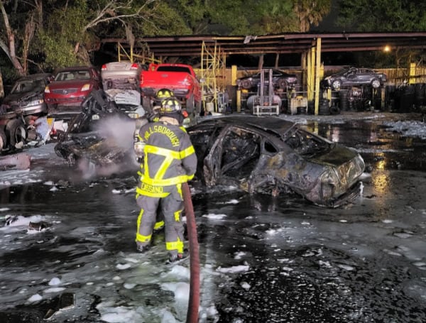 Hillsborough County Fire Rescue Battles Junkyard Blaze