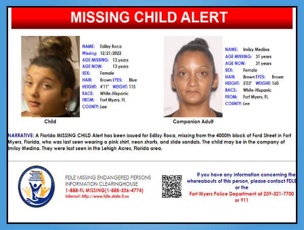 Florida Missing Child Alert Canceled For 13-Year-Old Edilsy Roca, Found Safe