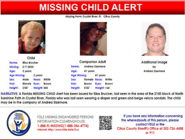 Florida Missing Child Alert Canceled For 2-Year-Old Elias Brucker, Located Safe