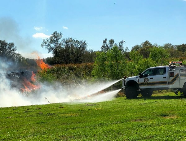 Hillsborough County Fire Rescue Fighting Brush Fire At HCSO Training Facility