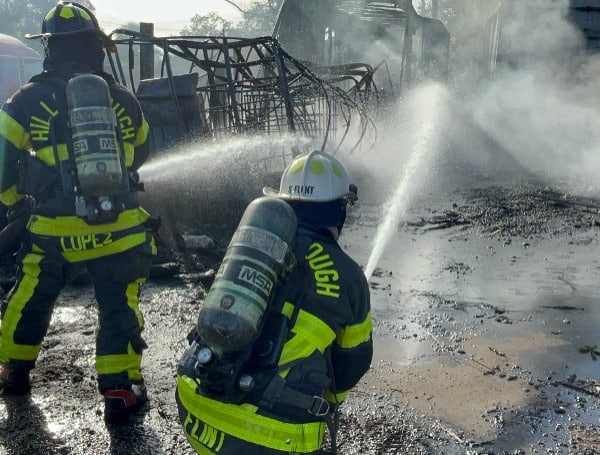 Hillsborough County Fire Rescue Battles A Multiple Semi-Trailer Blaze In Riverview