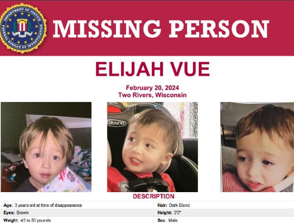 FBI Offering $15,000 Reward In Wisconsin Missing Person Case Of 3-Year-Old Elijah Vue