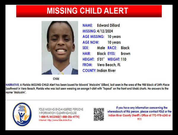 Florida Missing Child Alert Canceled For 10-Year-Old Edward “Malcolm” Dillard, Found Safe