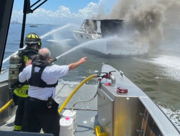 Boat Engulfed In Flames Near Pine Key Island