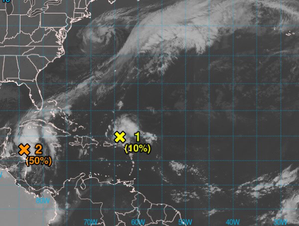 NHC: Two Tropical Disturbances Being Monitored In The Atlantic And Caribbean