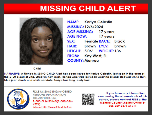 Florida Missing Child Alert For 17-Year-Old Girl In Key West Canceled, Located Safe