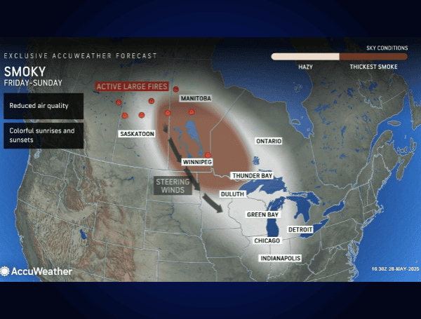 Double Atmospheric Intrusion: Wildfire Smoke From Canada, Saharan Dust To Impact U.S. Skies
